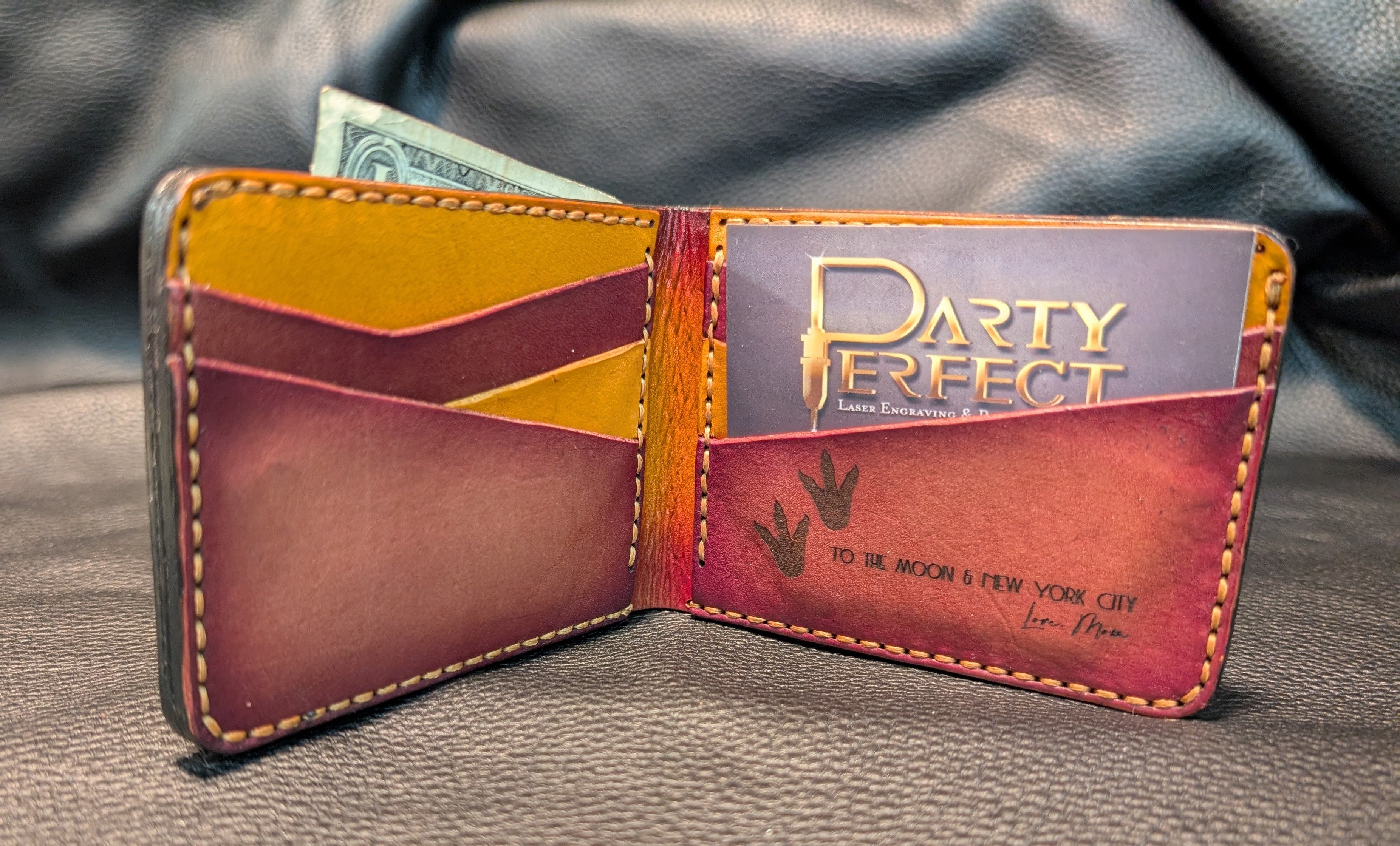 Two Tone Top Grain Veg Tan Leather Bi Fold Wallet