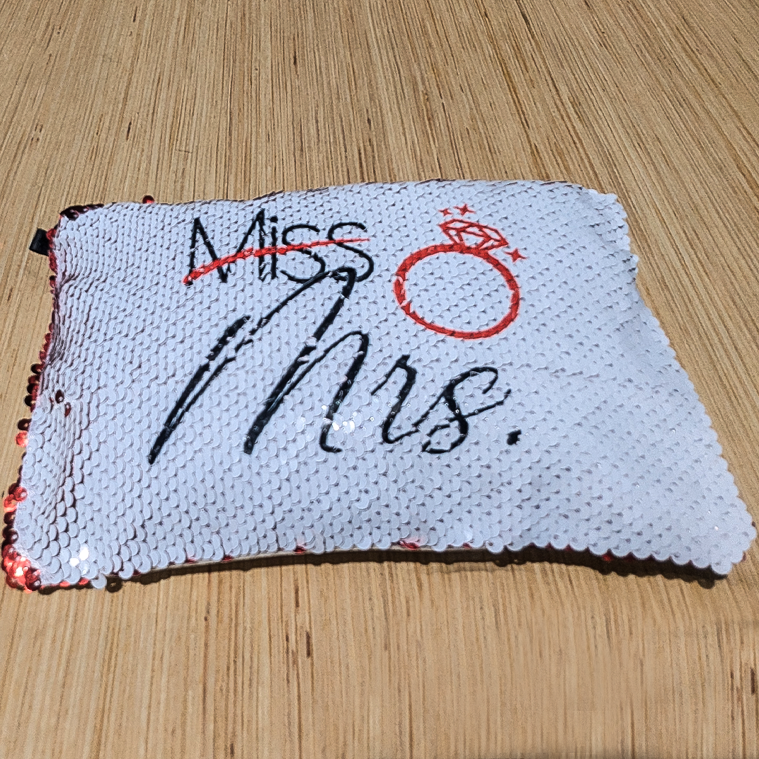Miss to Mrs Sequin Clutch Zipper Bag