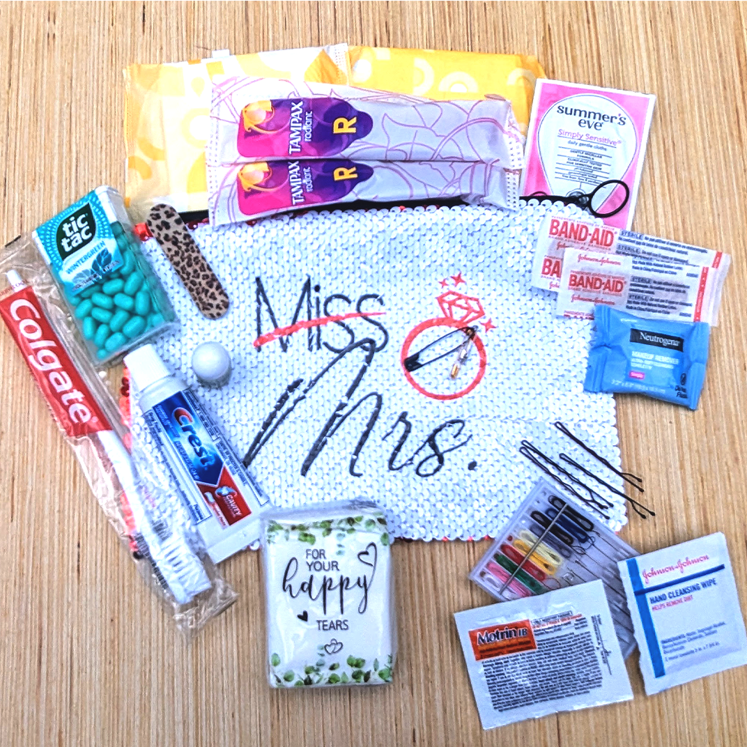 Miss to Mrs Sequin Emergency Kit Bride's Wedding Day Bag