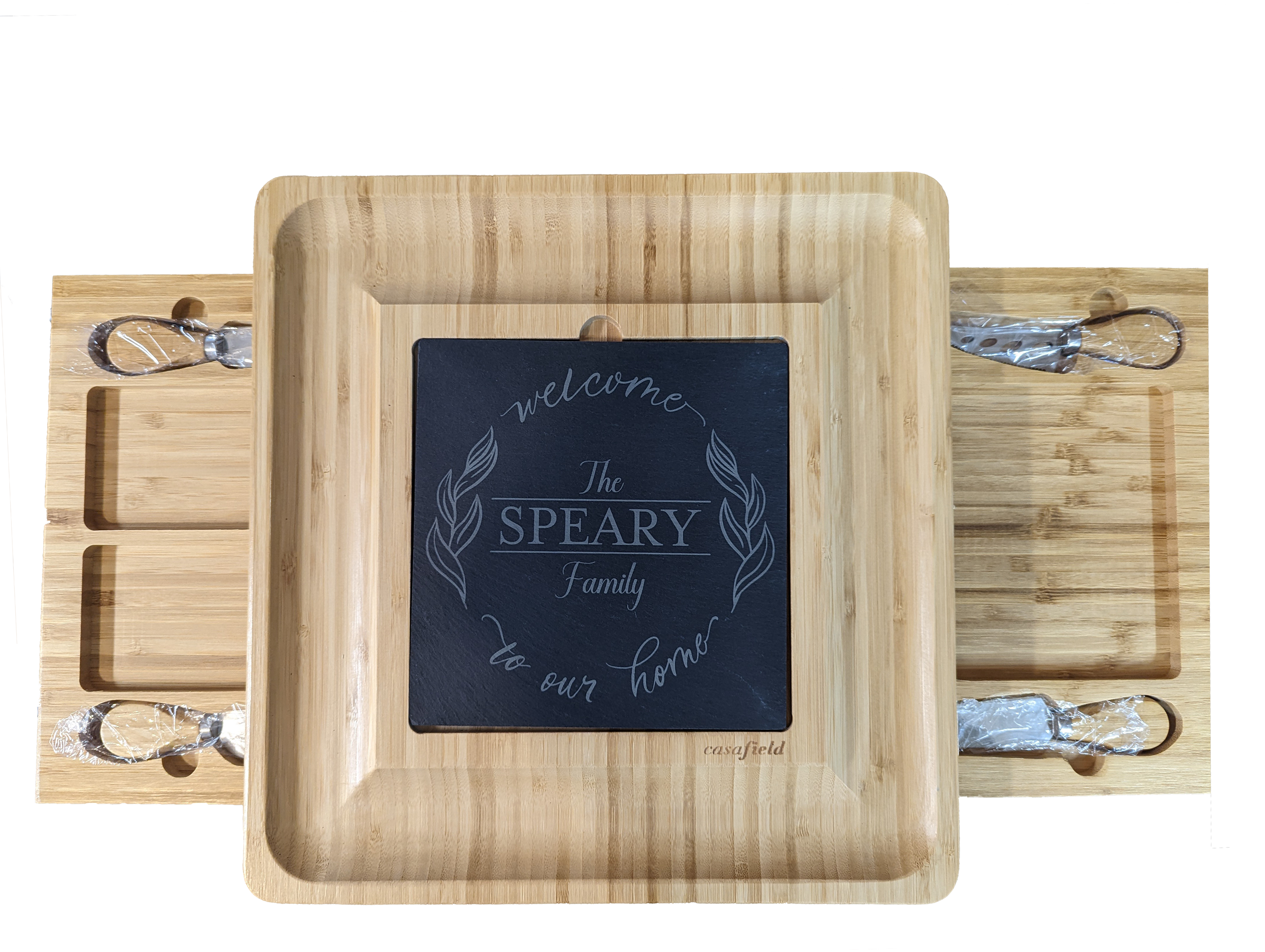 14x14 Bamboo & Slate Cheese board / Serving Tray