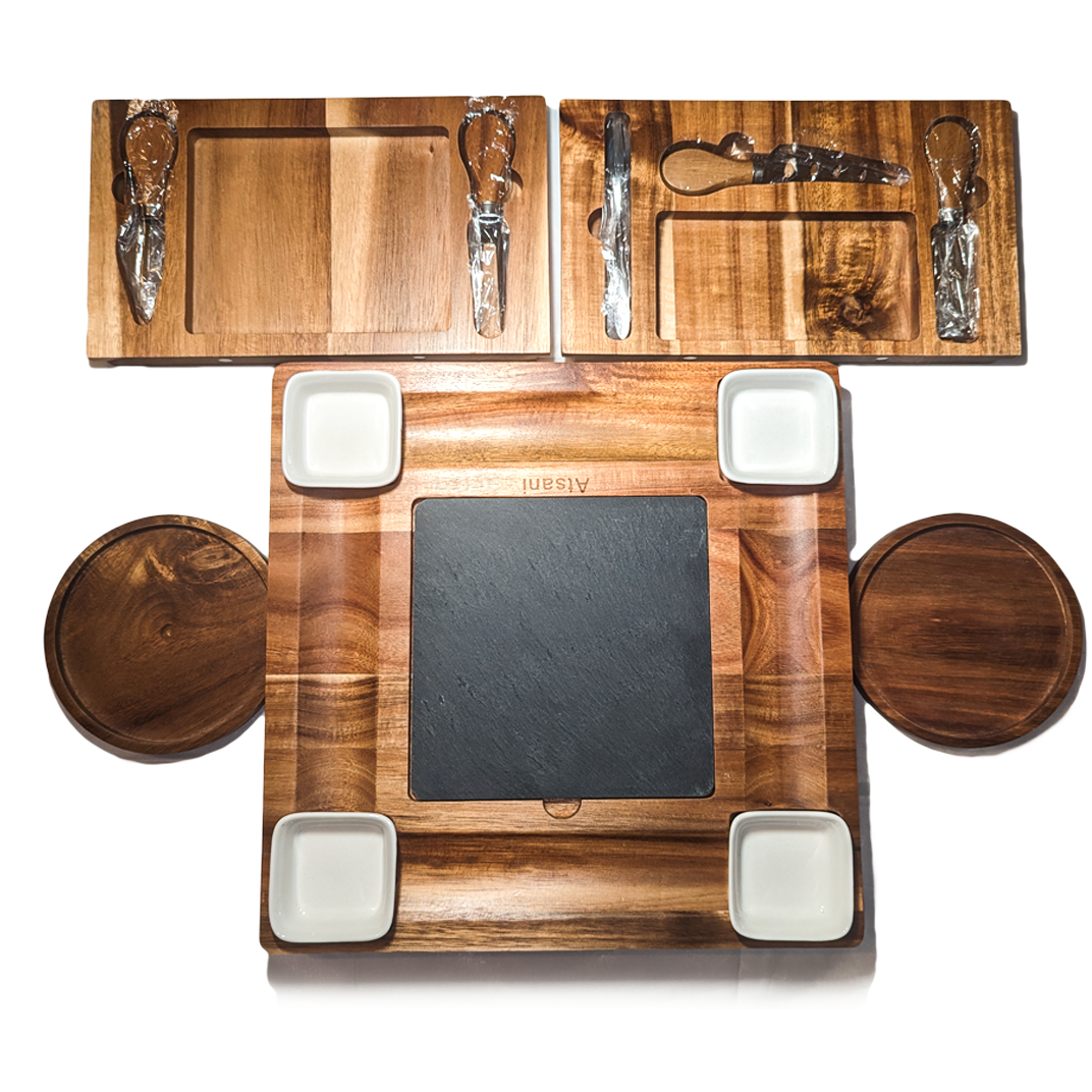 13x13 Acacia Wood Cheese Board set/Charcuterie